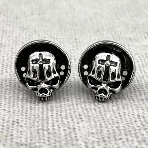 Vintage Kupfer Totenkopf Kreuz Ohrstecker Unisex Gothic Punk Stil Streetwear Hip Hop Schmuck Geschenk