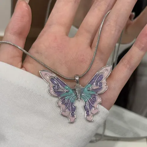 Legierung Schmetterling Anhänger Halskette Mode Emaille Insekt Schlangenkette Halsketten Geschenk Für Unisex Alltäglichen Schmuck