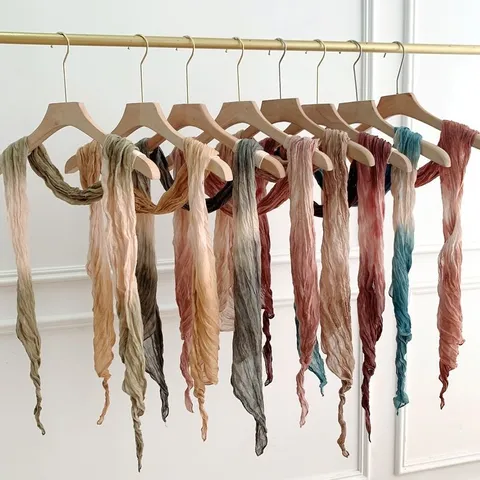 Fashion Gradient Tie-Dye Polyester Scarf Lightweight Soft Versatile Long Shawl Elegant Daily Neck Scarf For Women