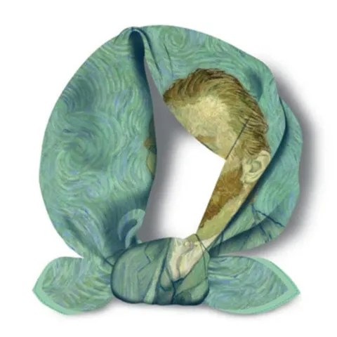 Women's Vintage Van Gogh Oil Painting Floral Satin Scarf Retro Art Print Small Square Scarf Hair Band Neck Scarf