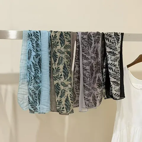 Korean Retro Patchwork Lightweight Scarf Botanical Floral Polka Dot Plaid Print Long Scarf Women Fashion Shawl
