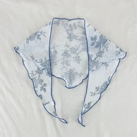 Foulard Triangle Mode Femme Vintage Imprimé Floral Polyester Écharpe Cou Léger Bandana Cheveux Accessoire