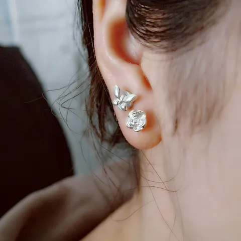 Mujeres Aleación Perla Artificial Mariposa Floral Geométrico Pendientes de Botón Conjunto Moda Joyería Diaria
