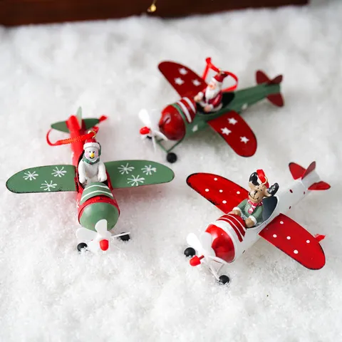 Weihnachten Eisen Flugzeug Hängeornament Weihnachtsmann Schneemann Elch Figur Christbaumschmuck