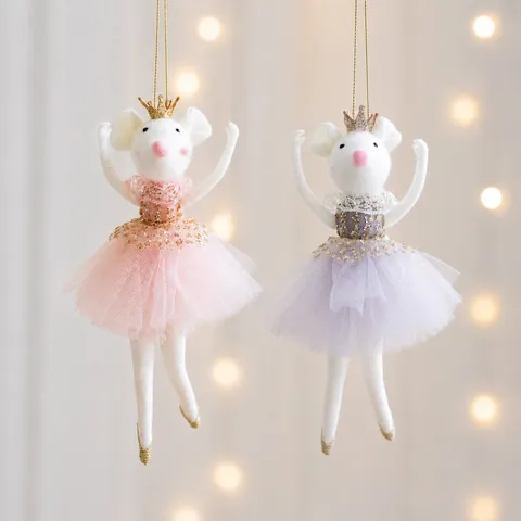 Weihnachtsbaum Hängeornament Süße Ballettmaus Filzpuppe Mit Goldener Krone Und Tüllrock Festliche Party Heimdekoration
