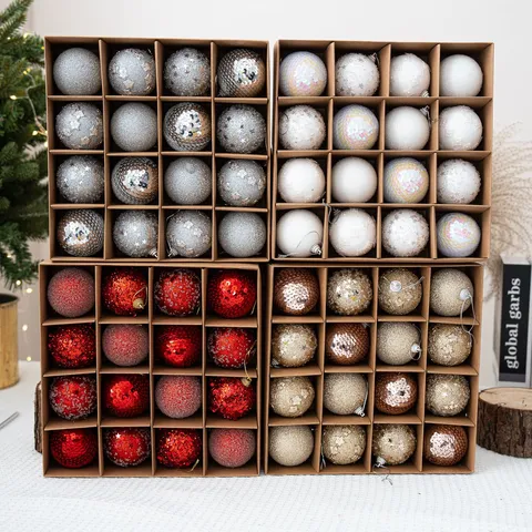 Boules de Décoration de Noël en Mousse de Style Européen Ornements Suspendus d'Arbre Fête de Vacances Décoration de Maison