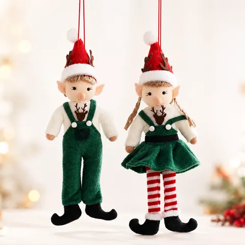 Muñeco Duende de Navidad Colgante Peluche Niño Y Niña Adornos Colgantes Decoración de Árbol de Navidad Fiesta Vacaciones Decoración del Hogar