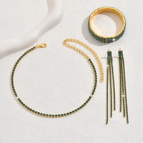 Moderna Set Koliye Choker Vrachióli Skoularíkia apo Stras Gynaíkes Polyteleí Set Kosimáton Krystállou