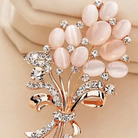 Elegant Opal Flower Rhinestone Bowknot Brooch Pin For Women Fashion Clothing Accessories Jewelry
