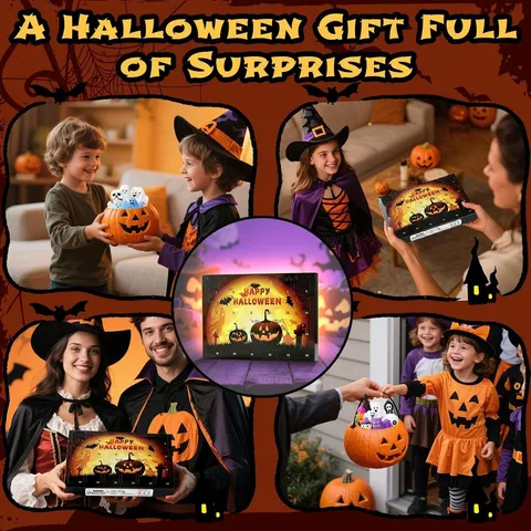 Calendario dell'Avvento di Halloween Mochi Squishy Scatola per il Conto alla Rovescia Zucca Fantasma Regalo a Tema Natalizio Decorazione