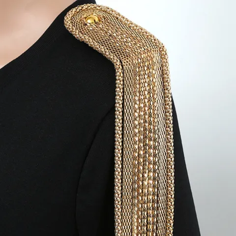 Spalline con Nappa in Metallo Dorato Catena Spilla da Spalla Distintivo per Abito Accessori di Abbigliamento Moda