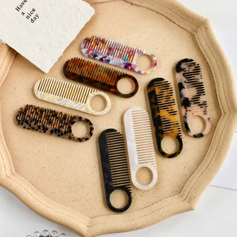 Vintage Marble Pattern Acetate Hair Comb Anti-Static Portable Pocket Comb For Men And Women Professional Hair Styling Tool