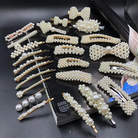 Pince à Cheveux en Perle Artificielle Métal Or Argent Épingle à Cheveux Élégants Accessoires de Cheveux pour Femmes Filles Coiffure Quotidienne
