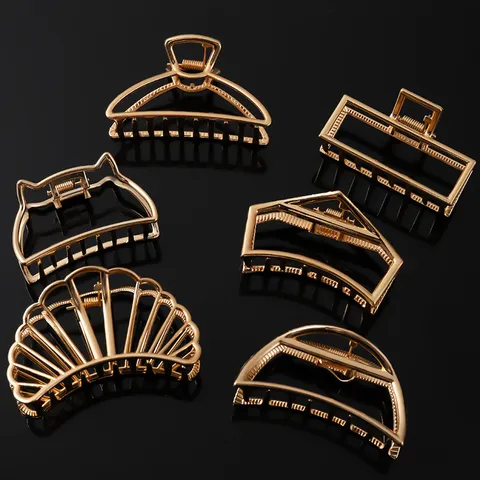 Large Metal Hair Claw Clips For Women Alloy Geometric Butterfly Heart Shape Hair Catch Barrettes Fashion Hair Accessories