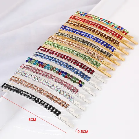 Korean Style Double Row Rhinestone Hair Clip For Women Sparkling Zinc Alloy Hair Barrette Daily Fashion Side Hair Pin Accessory
