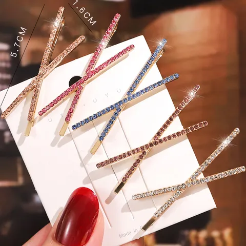 Estilo Coreano Forma De X Rhinestone Pinza De Pelo Moda Geométrica Metal Pinza Lateral Accesorios De Pelo Para Mujeres Joyería De Estilo Diario