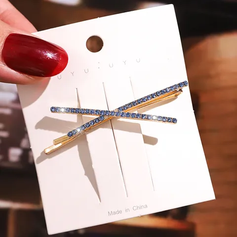 Estilo Coreano Forma De X Rhinestone Pinza De Pelo Moda Geométrica Metal Pinza Lateral Accesorios De Pelo Para Mujeres Joyería De Estilo Diario