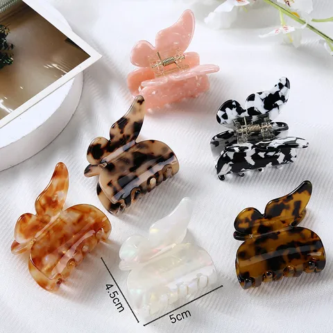 Elegant Acetate Butterfly Hair Claw Clip Vintage Marble Tortoiseshell Hair Jaw Clips For Women Retro Hair Accessories