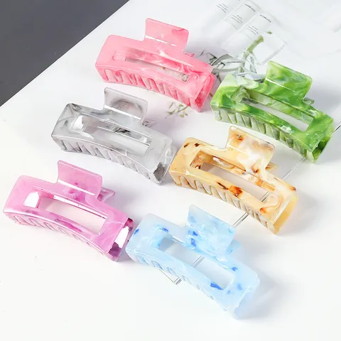 Koreanischer Stil Glänzend Wolkenmuster Rechteckig Hohl Haarkralle Kunststoff Geometrisch Groß Haarkrabbe Für Damen Täglich Kopfschmuck