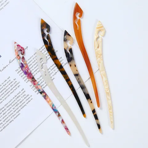 Vintage Cellulose Acetate Hair Sticks Chinese Style Hollow Cloud Pattern Hair Chopsticks Pins For Women Hair Styling Headwear Jewelry