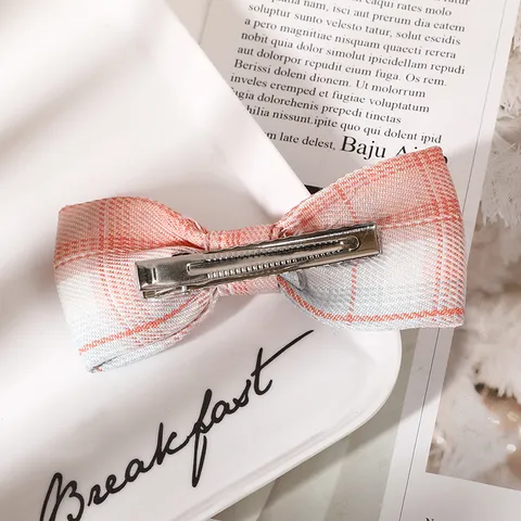 Handmade Fabric Plaid Bow Hair Clip Sweet JK Bowknot Duckbill Side Clip Hairpin For Women Girls Hair Accessories