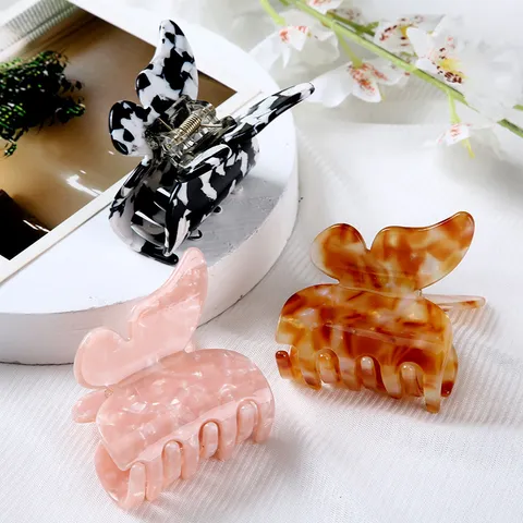 Elegant Acetate Butterfly Hair Claw Clip Vintage Marble Tortoiseshell Hair Jaw Clips For Women Retro Hair Accessories