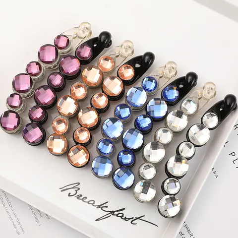 Korean Minimalist Plastic Hair Banana Clip With Artificial Pearl Rhinestone Decor Geometric Round Hairgrip For Ponytail Women