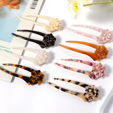 Korean Style Hollow Butterfly Cellulose Acetate Hair Fork U Shaped Hair Stick For Women Elegant Hair Styling Accessories Daily Party Headwear