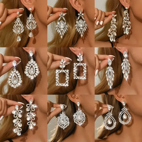 Lussuosi Orecchini a Pendente in Lega con Strass Orecchini Esagerati Statement per Donna Elegante Gioielli per Matrimonio Banchetto Festa Regalo