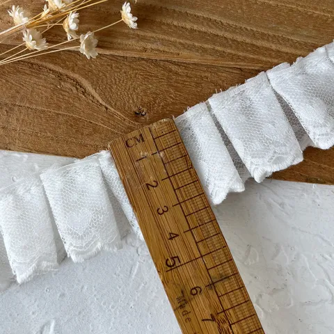 Dubbellaagse Witte Kantafwerking Geplooide Ruche Lint Voor DIY Poppenkleertjes Lolita Jurk Naaiaccessoires Decor