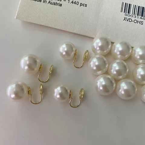 Pendientes Elegantes de Aleación con Perla Artificial Chapado en Oro Redondo Botón Pendientes de Clip Sin Perforación Fiesta Mujer Joyería