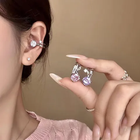 Minimalistisch Kupfer Strass Ohrknochen Clip Ohne Piercing Ohrmanschette Mode Linear Einzelstück Ohrring Für Damen Nische Schmuck