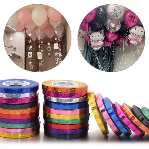 Colorful Laser Balloon Ribbon For Wedding Birthday Party Decoration Holographic Ribbon Roll Gift Packaging Cake Flower Tie