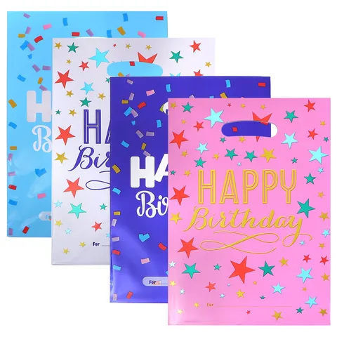 Aluminum Film Birthday Gift Bag Star Ribbon Pattern Handheld Return Bag For Children Party Candy Packaging Supplies