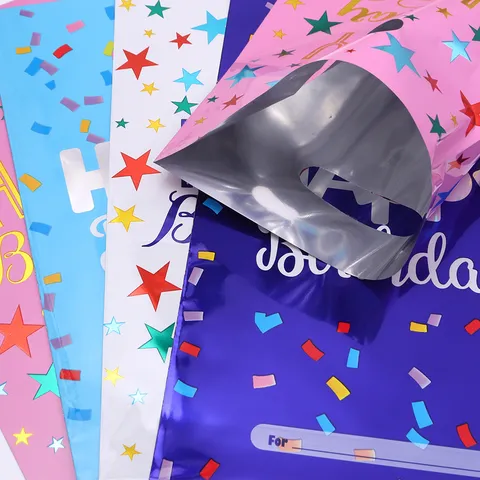 Aluminum Film Birthday Gift Bag Star Ribbon Pattern Handheld Return Bag For Children Party Candy Packaging Supplies