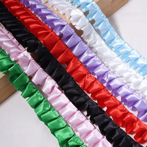 Colorful Pleated Polyester Ruffled Lace Ribbon For Doll Clothes DIY Handcraft Sewing Accessory Trims
