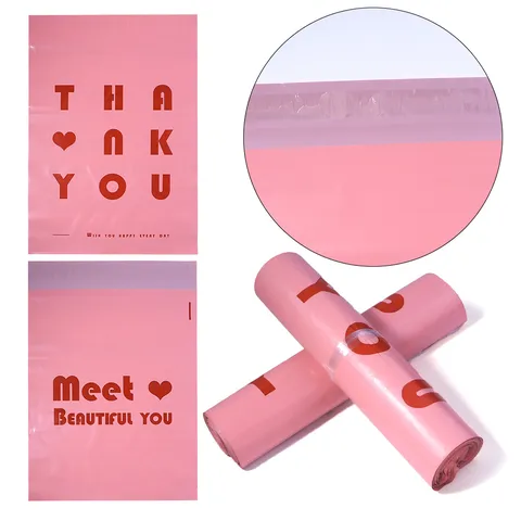 Rosa PE Versandtaschen Wasserdichte Versandumschläge Für E-Commerce Verpackung Meet Beautiful You Selbstklebende Verdickte Poly Versandbeutel Für Geschenke Kleidung