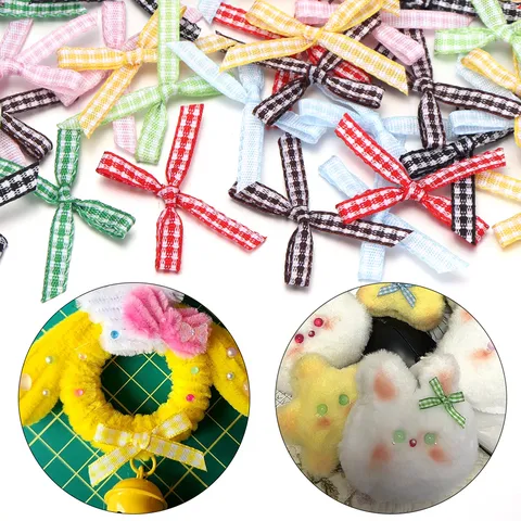 Fiocco in Poliestere a Quadretti Fatto a Mano Accessori per Bambole Borse per Animali Vestiti Nodo di Nastro Confezione Regalo