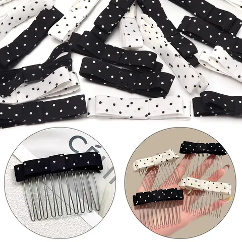 Handmade Double Layer Polka Dot Satin Bow DIY Accessories For Hair Clip Apparel Shoes Hat Decoration Polyester Ribbons