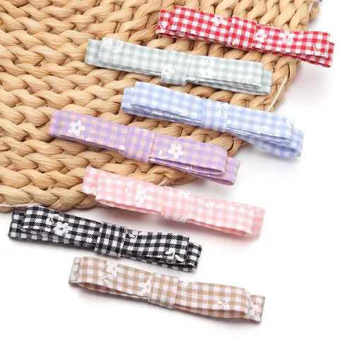 Polyester Plaid Floral Bow Accessories For DIY Hair Clips Clothing Doll Socks Small Fresh Ribbon Bows Craft Supplies