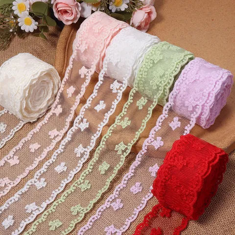 Polyester Netz Bestickt Blumen Spitzenborte Schmetterling Schleife Geschenkverpackung Spitzenband Puppenkleidung DIY Nähzubehör