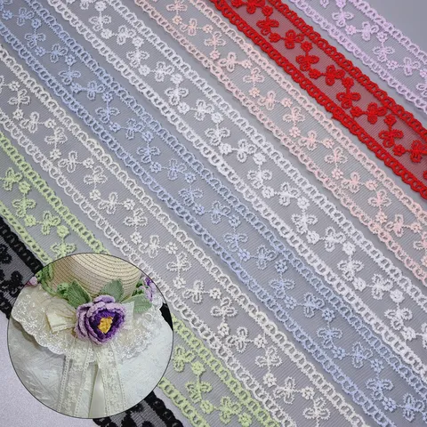 Polyester Netz Bestickt Spitze Band Blumen Trim Für DIY Puppe Kleidung Kleidung Zubehör Mehrfarbig Gewebt Spitze Trim