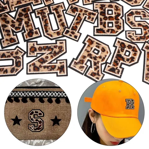 Parches Bordados de Alfabeto Con Estampado de Leopardo Apliques Decorativos Para Bolsos Sombreros Funda de Teléfono