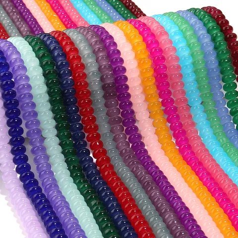 Cuentas de Ábaco de Vidrio Teñido Imitación de Jade Cuentas Sueltas de Rondelle Para Joyería DIY Pulsera Collar Accesorios