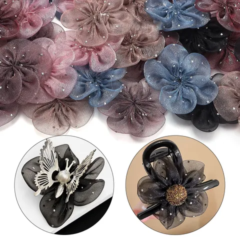 Mesh Strass Fünfblättrige Blume DIY Zubehör Für Haarklammer Tasche Schuhe Kleidung Puppe Handgemachte Florale Bastelaufnäher