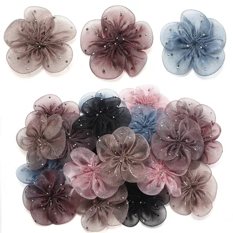 Mesh Strass Fünfblättrige Blume DIY Zubehör Für Haarklammer Tasche Schuhe Kleidung Puppe Handgemachte Florale Bastelaufnäher