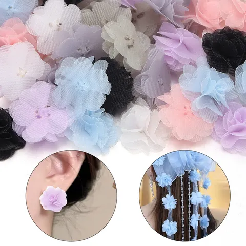 3D Chiffon Flower Trims For DIY Hair Clips Headbands Clothing Shoes Bags Dolls Decoration Handmade Floral Patch Accessories