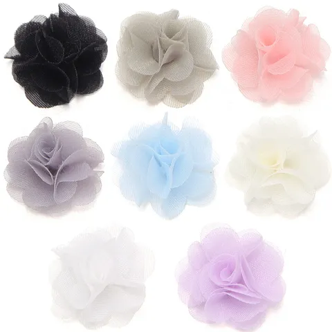 3D Chiffon Flower Trims For DIY Hair Clips Headbands Clothing Shoes Bags Dolls Decoration Handmade Floral Patch Accessories