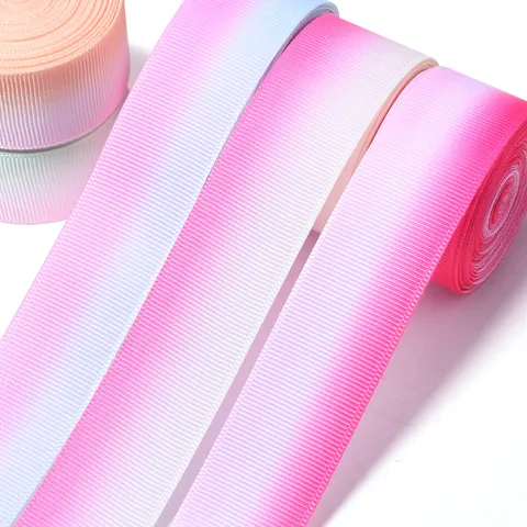 Gradient Grosgrain Ribbon For DIY Hair Bows Party Streamers Garland Crafts Clothing Boxes Gift Packing Materials Polyester Ribbon