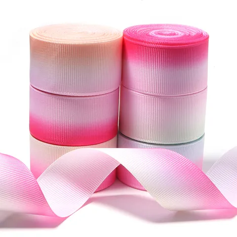 Gradient Grosgrain Ribbon For DIY Hair Bows Party Streamers Garland Crafts Clothing Boxes Gift Packing Materials Polyester Ribbon